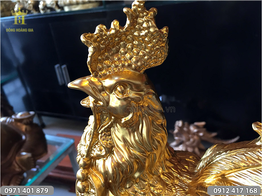 tượng gà dát vàng 30cm